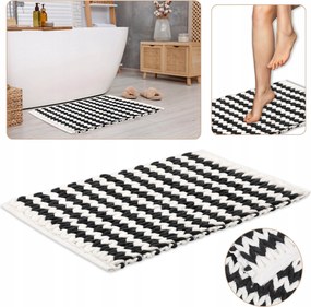 Szürke-fehér Fonott Fürdőszobaszőnyeg/Fürdőszőnyeg 50x80 cm Nedvszívó mikroszálas