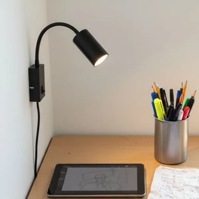 Globo 57911WB - Rugalmas fali lámpa ROBBY 1xGU10/25W/230V fekete