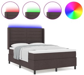Boxspring Ágy Mattal és LED-del Sötétbarna 160x200 cm Szövet