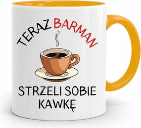 Sárga Bögre Csaposnak Most Lőnek Egy Kávét, fényképes nyomattal