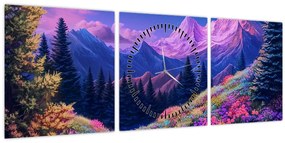 Kép - Lila táj teljes holdfénynél (órával) (90x30 cm)