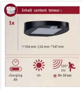 Paulmann 94246 - LED/1,2W IP44 Kültéri napelemes lámpa érzékelővel RYSE 3,7V