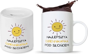 Újságírónak Ajándék Bögre Persely Szett fényképes nyomtatással