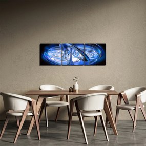 Kék absztrakt kép (órával) (90x30 cm)