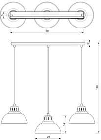 Csillár zsinóron SVEN 3xE27/15W/230V bézs