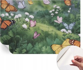 Öntapadós tapéta Divatos 3D fali ragasztó Pillangók a réten 104x70 cm