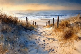 Fotótapéta Flizelina Tájkép Tenger Tengerpart Dűnék Ösvény Nap 368x254 ragasztó