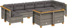 vidaXL 9 részes szürke polyrattan kerti ülőgarnitúra párnákkal