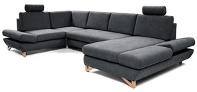 Kihúzható U-alakú kárpitozott sarokülőgarnitúra tárolóhellyel AVESTA antracit