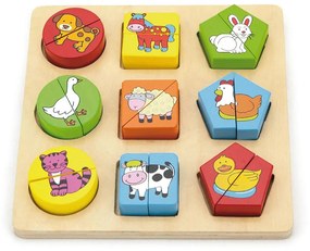 Fa képes kirakó puzzle Viga formák és állatok
