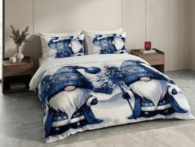 Mikroplüss ágyneműhuzat GNOMLI fehér-kék Ágyneműhuzat mérete: 70 x 90 cm | 140 x 220 cm