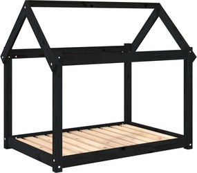 vidaXL fekete tömör fenyőfa kutyaágy 101x70x90 cm