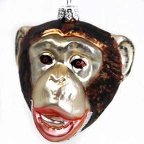 Kézzel díszített üveggömb majomfej