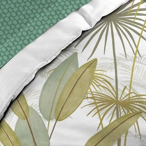 Fehér-zöld kétszemélyes-hosszabbított pamut ágyneműhuzat lepedővel-hatrészes 240x220 cm Otika – douceur d'intérieur