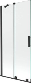 Mexen Velar kétrészes toló fürdőkádparaván 90 x 150 cm, átlátszó, fekete - 896-090-000-01-70
