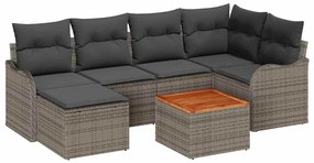 vidaXL Kerti Kanapé Szett párnával 7 pcs Szürke polirattan