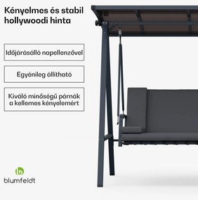 Blumfeldt LuxeLounge, hollywoodi hinta, 3 üléses, egyénileg állítható, porszórt acél, időjárásálló