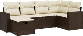 vidaXL 6 részes barna polyrattan kerti ülőgarnitúra párnával