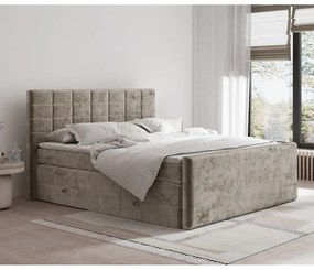 Világosbarna ágyneműtartós boxspring ágy 180x200 cm Ava – Maison de Rêve