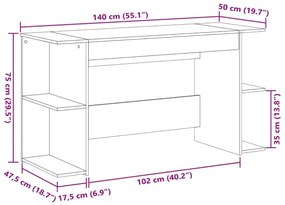 fekete szerelt fa íróasztal 140x50x75 cm