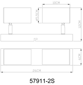 Globo 57911-2S - Spotlámpa ROBBY 2xGU10/25W/230V
