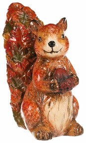 Őszi dekoráció Mókus dióval, 12 x 7 x 13 cm,kerámia