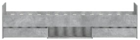 betonszürke ágykeret fej- és lábtámlával 90 x 190 cm