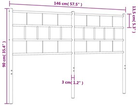 fekete fém fejtámla 140 cm