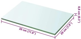 2 db átlátszó üveg paneles polc 30 x 20 cm