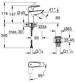 GROHE 23900001 - START EDGE mosdócsaptelep, S méret, fényes króm
