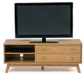 Natúr színű TV-állvány tölgyfa dekorral 130x50 cm Kensal – Woodman