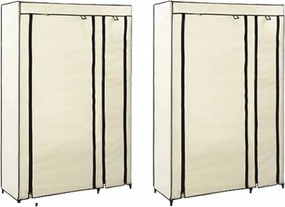 vidaXL 2 db krémszínű összecsukható szövet ruhásszekrény 110x45x175 cm