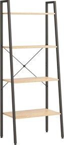 vidaXL 4-szintes világosbarna-fekete állópolc 56 x 35 x 140 cm