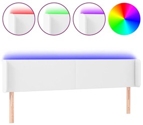 fehér műbőr LED-es fejtámla 183x16x78/88 cm