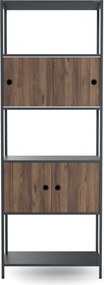 Iratrendező polc zárható szekrénnyel, irodai, nyitott polcok, fém antracit/dió, 800x2200x400 mm: ARIEL Eco Design