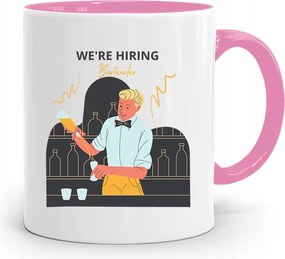 Rózsaszín Bögre Csaposnak Hiring Bartender Ajándék fényképes nyomtatással
