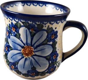 Kerámia Bögre Kb. 400 ml Festett Kék Virágok