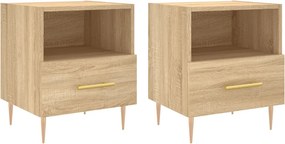 vidaXL 2 db sonoma tölgy színű szerelt fa éjjeliszekrény 40x35x47,5 cm