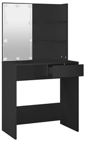 fekete fésülködőasztal LED-del 74,5 x 40 x 141 cm