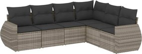 vidaXL 6 részes világosszürke polyrattan kerti ülőgarnitúra párnákkal