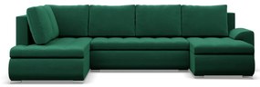 Tokio U sarokkanapé, 3 ágyneműtartóval, bársony, baloldali, zöld