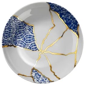 28 darabos porcelán étkészlet – fehér/arany/kék