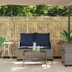 2 személyes szürke polyrattan kerti kanapé asztallal&amp;párnával