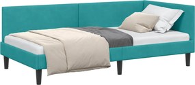 vidaXL Sarokágy keret fejtámlával Türkiz 90 cm x 190 cm Bársony