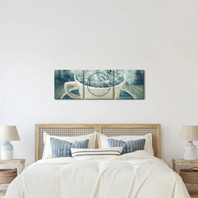 Kép - Téli világ egy bögrében (órával) (90x30 cm)