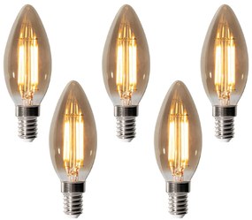 5 db-os E14 szabályozható LED izzó B35 füst 4W 300 lm 2200K