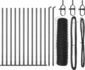 vidaXL Kerítésoszlop Szürke 25 x 0,4 m (36 mm rács) Acél és PVC