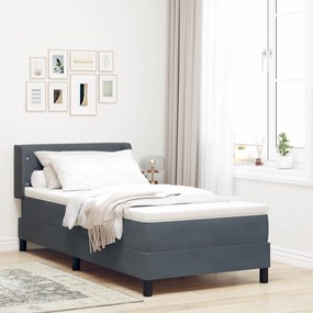 Boxspring Ágy Matracokkal Sötétszürke 90x200 cm Bársony