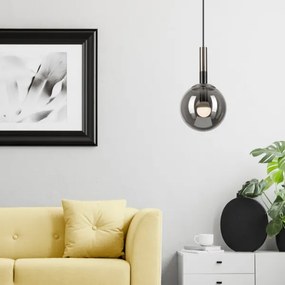 Csillár zsinóron ROLLO 1xE14/5W/230V matt króm/füstös