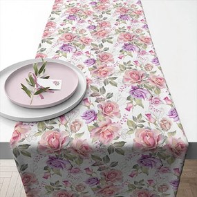 Rózsa virágos vintage pamut asztali futó 40x150 cm